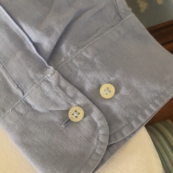 New with Tag Robert Talbott periwinkle blue linen XXL button down shirt - Picture 8 of 10